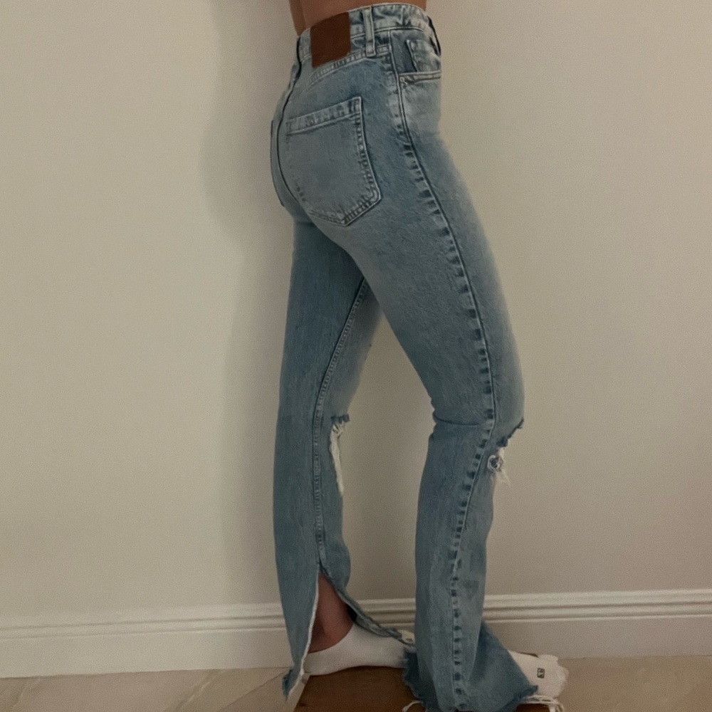 Zara Slim Flared Ripped High Waisted Jeans